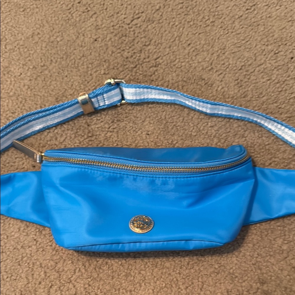 Lilly Pulitzer Bright Blue Mini Belt Bag with Gold Logo
